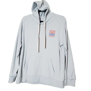 Rhythm Light Blue Fleece Sunset‎ Wave Graphic Hoodie Pullover Women's Large